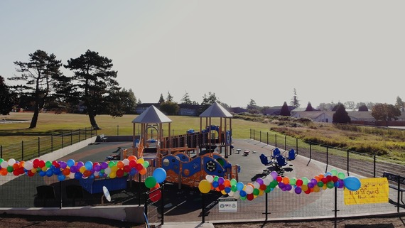 New playground with balloons and decor